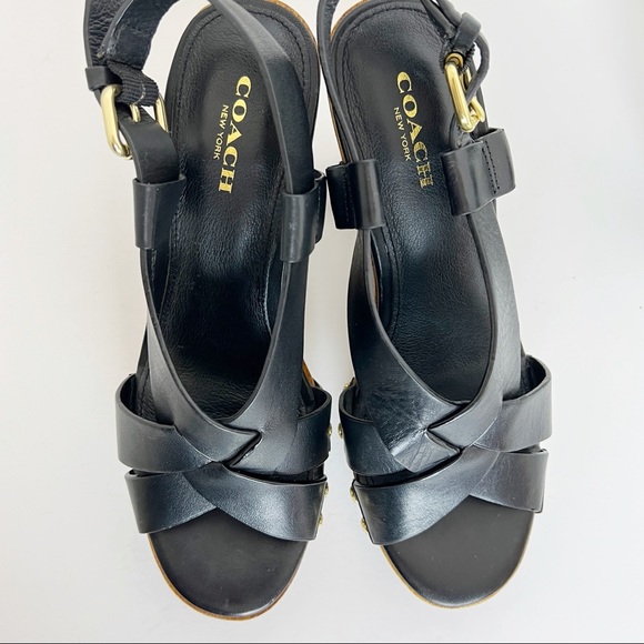 ✖️SOLD✖️•COACH• Black Leather Adessa Platform Sandals - Picture 11 of 13